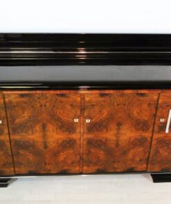 Art Deco Sideboard, WUrzelholz Furnier, Frankreich, CHromgriffe, Klavierlack