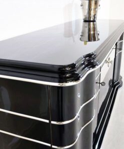 Art Deco Sideboard. Lowboard, Longboard, Spiegelstreifen, geschwungene Fluegeltueren