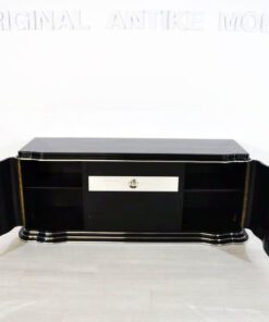 Art Deco Sideboard. Lowboard, Longboard, Spiegelstreifen, geschwungene Fluegeltueren