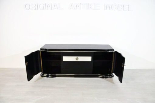 Art Deco Sideboard. Lowboard, Longboard, Spiegelstreifen, geschwungene Fluegeltueren