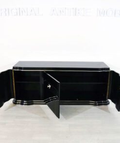 Art Deco Sideboard. Lowboard, Longboard, Spiegelstreifen, geschwungene Fluegeltueren