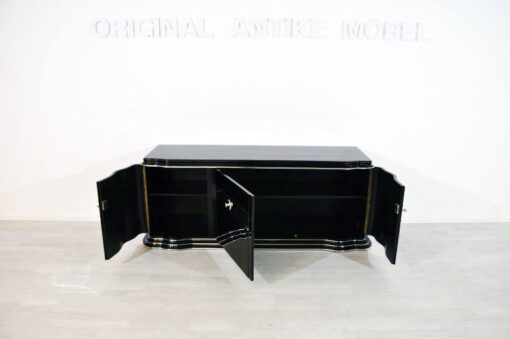 Art Deco Sideboard. Lowboard, Longboard, Spiegelstreifen, geschwungene Fluegeltueren