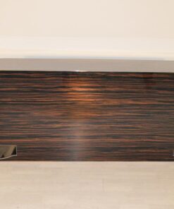 Art Deco, Sideboard, Buffet, Makassar, Groß, Design, Hochglanz, Finish, restauriert, Chrom, Linien, Details, Moebel, Schrank, rotes Innenleben