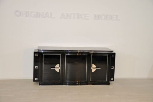 seltenes Art Deco Sideboard abwechslungsreiche Lackierung - Hochglanzschwarzer Klavierlack große Chromgriffe edeles und unverwechselbares Design