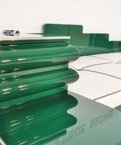 Art Deco, Daybed, Sofa, Bett, Jaguar Racing Green, Chromdetails, Kommode, Antik, Kunstleder Matratze, Creme Weiß, Hellbraun