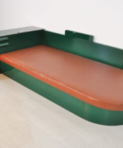 Art Deco, Daybed, Sofa, Bett, Jaguar Racing Green, Chromdetails, Kommode, Antik, Kunstleder Matratze, Creme Weiß, Hellbraun