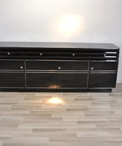 Art Deco, Sideboard, Buffet, XXL, Extragroß, Chromliner, Chromlinien, Hochglanz, Schwarz, Klavierlack, Design, Moebel, Stauraum, Wohnzimmer