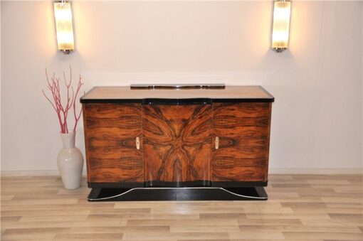 Art Deco, Sideboard, Walnuss, geschwungen, geformt, tolle Form, einzigartiges Holz, Holz, Wohnzimmer, Stauraum, Hochglanz