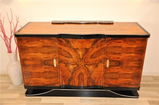 Art Deco, Sideboard, Walnuss, geschwungen, geformt, tolle Form, einzigartiges Holz, Holz, Wohnzimmer, Stauraum, Hochglanz