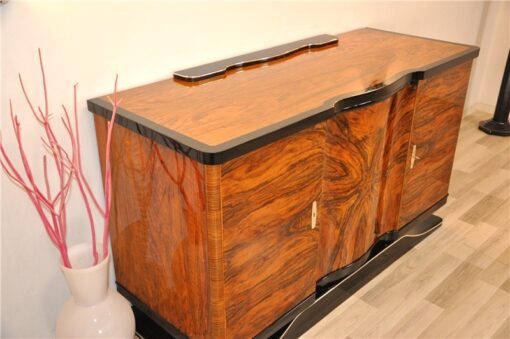 Art Deco, Sideboard, Walnuss, geschwungen, geformt, tolle Form, einzigartiges Holz, Holz, Wohnzimmer, Stauraum, Hochglanz