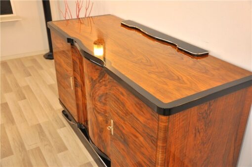 Art Deco, Sideboard, Walnuss, geschwungen, geformt, tolle Form, einzigartiges Holz, Holz, Wohnzimmer, Stauraum, Hochglanz