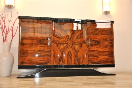 Art Deco, Sideboard, Walnuss, geschwungen, geformt, tolle Form, einzigartiges Holz, Holz, Wohnzimmer, Stauraum, Hochglanz