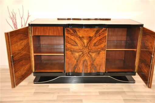 Art Deco, Sideboard, Walnuss, geschwungen, geformt, tolle Form, einzigartiges Holz, Holz, Wohnzimmer, Stauraum, Hochglanz