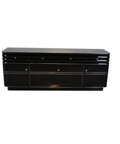 Art Deco, Sideboard, Buffet, XXL, Extragroß, Chromliner, Chromlinien, Hochglanz, Schwarz, Klavierlack, Design, Moebel, Stauraum, Wohnzimmer