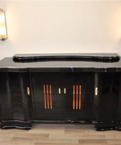 Art Deco, Sideboard, Buffet, beleuchtet, geschwungene Tueren, Glasstaebe, Moebel, hochgglanz Oberflaeche, einzigartig, Klavierlack, franzoesisch