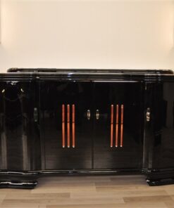 Art Deco, Sideboard, Buffet, beleuchtet, geschwungene Tueren, Glasstaebe, Moebel, hochgglanz Oberflaeche, einzigartig, Klavierlack, franzoesisch