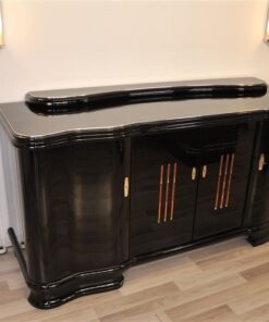 Art Deco, Sideboard, Buffet, beleuchtet, geschwungene Tueren, Glasstaebe, Moebel, hochgglanz Oberflaeche, einzigartig, Klavierlack, franzoesisch