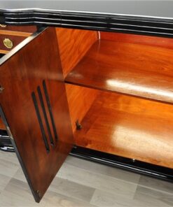 Art Deco, Sideboard, Buffet, beleuchtet, geschwungene Tueren, Glasstaebe, Moebel, hochgglanz Oberflaeche, einzigartig, Klavierlack, franzoesisch