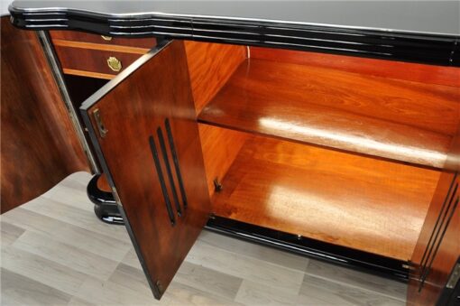 Art Deco, Sideboard, Buffet, beleuchtet, geschwungene Tueren, Glasstaebe, Moebel, hochgglanz Oberflaeche, einzigartig, Klavierlack, franzoesisch