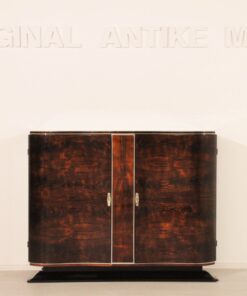 Art Deco, kommode, Sideboard, Buffet; Walnuss, Holz, Handarbeit, Klarlack, Hochglanz, einzelstueck, geschwungene Tueren, klavierlack Fuß