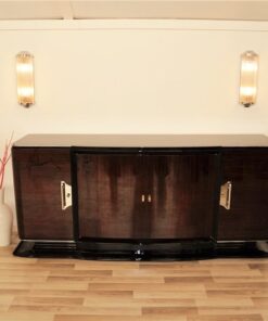 Art Deco Sideboard, groß, palisander, holz, chromgriffe, fuß, klavierlack, original, franzoesisch, hochglanz, poliert, wohnzimmer