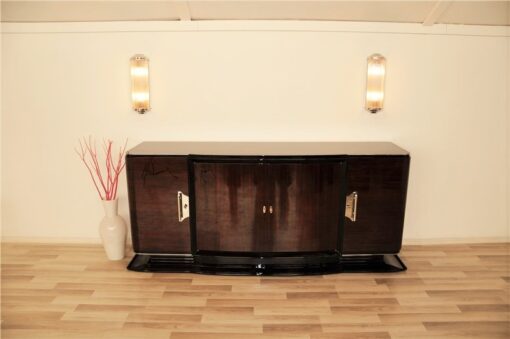 Art Deco Sideboard, groß, palisander, holz, chromgriffe, fuß, klavierlack, original, franzoesisch, hochglanz, poliert, wohnzimmer