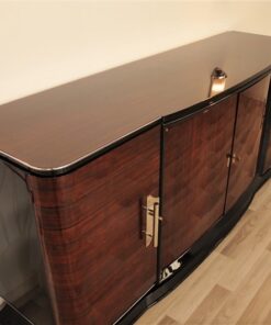 Art Deco Sideboard, groß, palisander, holz, chromgriffe, fuß, klavierlack, original, franzoesisch, hochglanz, poliert, wohnzimmer