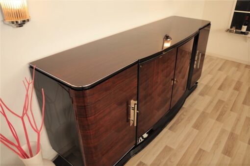 Art Deco Sideboard, groß, palisander, holz, chromgriffe, fuß, klavierlack, original, franzoesisch, hochglanz, poliert, wohnzimmer