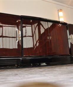 Art Deco Sideboard, groß, palisander, holz, chromgriffe, fuß, klavierlack, original, franzoesisch, hochglanz, poliert, wohnzimmer