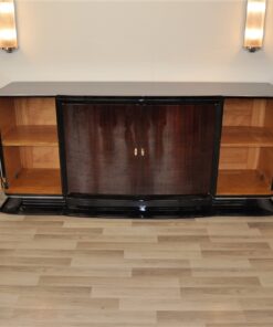 Art Deco Sideboard, groß, palisander, holz, chromgriffe, fuß, klavierlack, original, franzoesisch, hochglanz, poliert, wohnzimmer