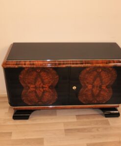 Art Deco Kommode, Sideboard, Klein, Buffet, Antik, Wurzelholt, Furnier, Klavierlack, Restauriert, Aufbewahrung, Franzoesisch, Original