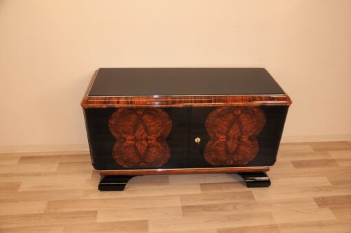 Art Deco Kommode, Sideboard, Klein, Buffet, Antik, Wurzelholt, Furnier, Klavierlack, Restauriert, Aufbewahrung, Franzoesisch, Original