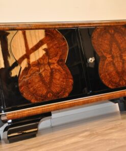 Art Deco Kommode, Sideboard, Klein, Buffet, Antik, Wurzelholt, Furnier, Klavierlack, Restauriert, Aufbewahrung, Franzoesisch, Original