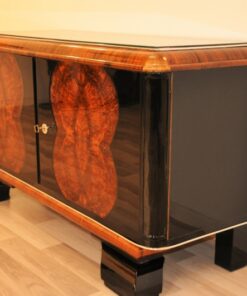 Art Deco Kommode, Sideboard, Klein, Buffet, Antik, Wurzelholt, Furnier, Klavierlack, Restauriert, Aufbewahrung, Franzoesisch, Original