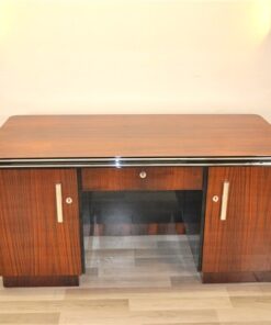 Art Deco Schreibtisch, beidseitig nutzbar, schiebetuer, wohnzimmer, buero, moebel, palisander, schubladen, design, Klavierlack