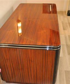 Art Deco Schreibtisch, beidseitig nutzbar, schiebetuer, wohnzimmer, buero, moebel, palisander, schubladen, design, Klavierlack