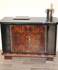 Art Deco, Ära, Kommode, Sideboard, Wurzelholz, Nussbaum, elegant, Fueße, poliert, Stauraum, Framkreich, Original, Restauriert