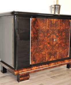 Art Deco, Ära, Kommode, Sideboard, Wurzelholz, Nussbaum, elegant, Fueße, poliert, Stauraum, Framkreich, Original, Restauriert