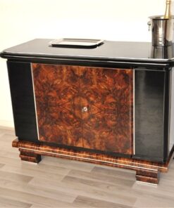 Art Deco, Ära, Kommode, Sideboard, Wurzelholz, Nussbaum, elegant, Fueße, poliert, Stauraum, Framkreich, Original, Restauriert