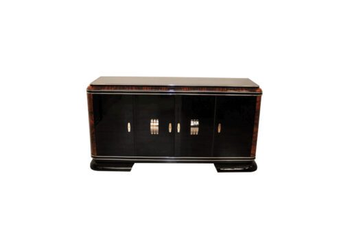 Art Deco Sideboard, Buffet, Frankreich, franzoesisch, klavierlack, mahagoni, details, wohnzimmer, 1920er, chromgriffe, fueße