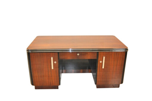 Art Deco Schreibtisch, beidseitig nutzbar, schiebetuer, wohnzimmer, buero, moebel, palisander, schubladen, design, Klavierlack