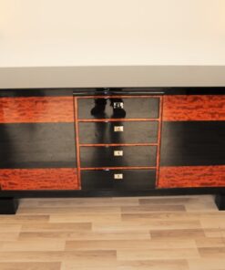 Art Deco, Moebel, Buffet, Sideboard, Klavierlack, Hochglanz, poliert, stauraum, zweifarbig, wurzelholz, restauriert, original