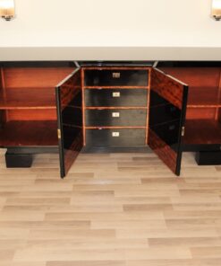 Art Deco, Moebel, Buffet, Sideboard, Klavierlack, Hochglanz, poliert, stauraum, zweifarbig, wurzelholz, restauriert, original