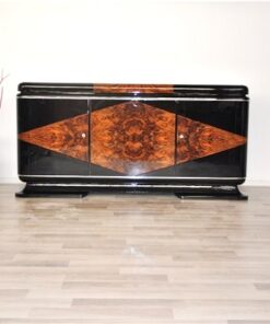 Art Deco, Moebel, Sideboard, Buffet, Credenza, Nussbaum, Karo, Furnier, Franzoesisch, Design, Antik, Restauration, Vintage, Aufbewahrung