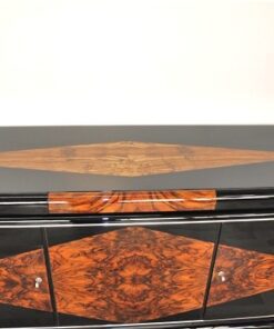 Art Deco, Moebel, Sideboard, Buffet, Credenza, Nussbaum, Karo, Furnier, Franzoesisch, Design, Antik, Restauration, Vintage, Aufbewahrung