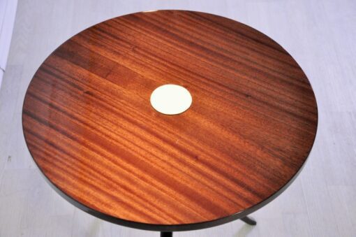 Art Deco, Beistelltisch, Dreibein, Moebel, Tisch, Design, Messing, Rund, Klein, Pärchen, Palisander, Wohnzimmer, Filigran,