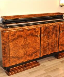 Art Deco, Sideboard, Buffet, Credenza, Aufbewahrung, Wurzelholz, Furnier, Maserung, Klavierlack, einzigartig, Antik, Design, Hochglanz