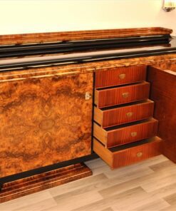 Art Deco, Sideboard, Buffet, Credenza, Aufbewahrung, Wurzelholz, Furnier, Maserung, Klavierlack, einzigartig, Antik, Design, Hochglanz