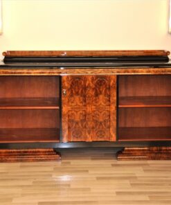 Art Deco, Sideboard, Buffet, Credenza, Aufbewahrung, Wurzelholz, Furnier, Maserung, Klavierlack, einzigartig, Antik, Design, Hochglanz