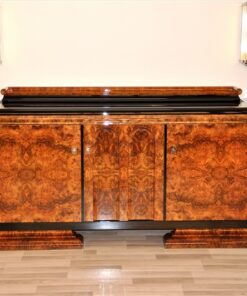 Art Deco, Sideboard, Buffet, Credenza, Aufbewahrung, Wurzelholz, Furnier, Maserung, Klavierlack, einzigartig, Antik, Design, Hochglanz